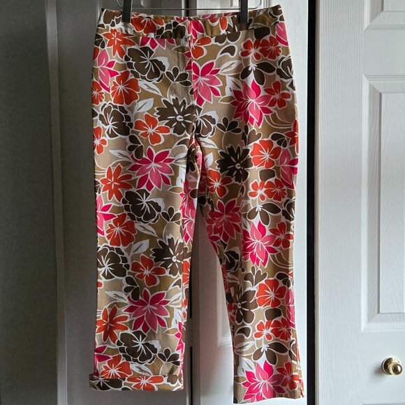 Cotton Floral Print Pants, Size 6 - Picture 1 of 5